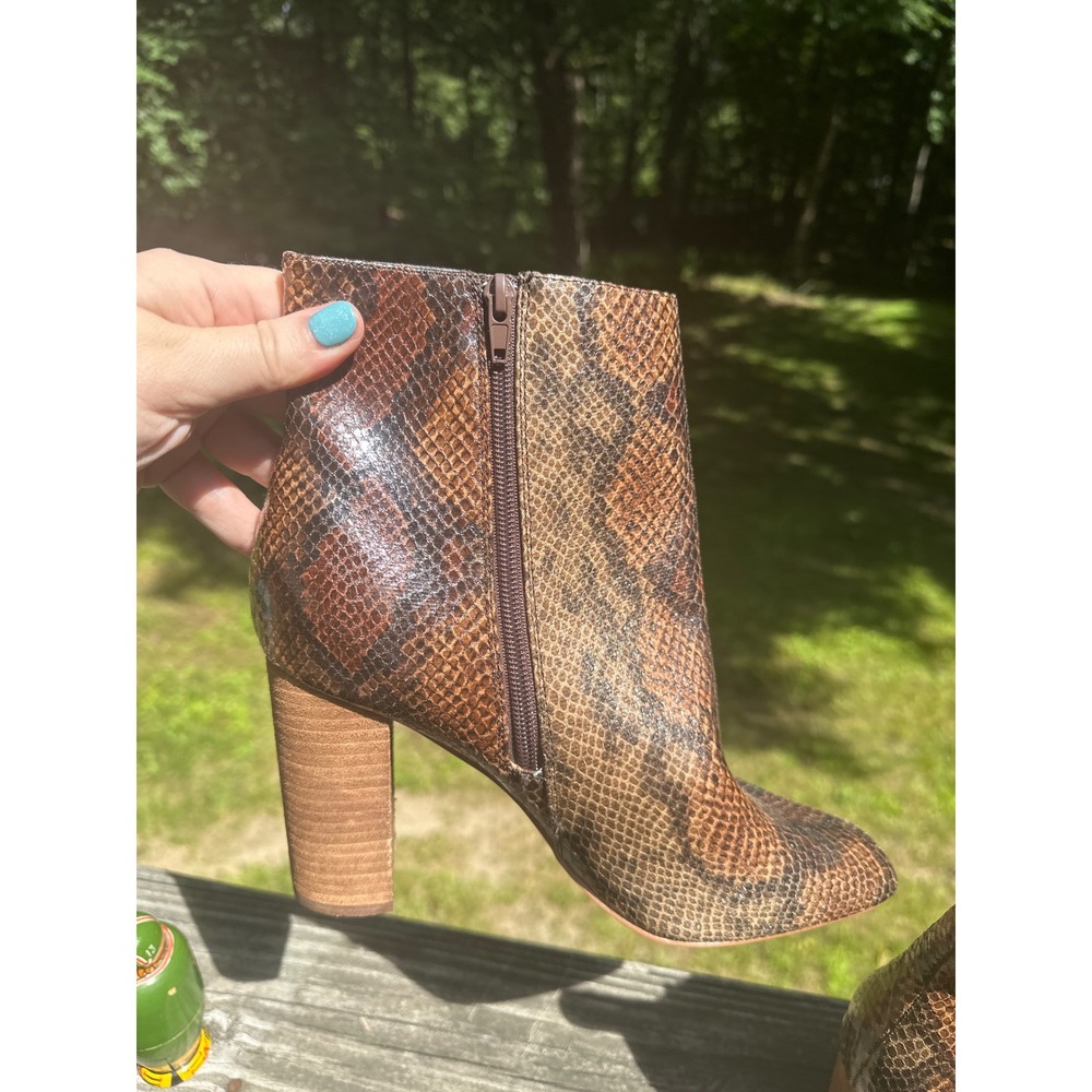 Zigisoho Annalise Brown Snakeskin Print Ankle Boots Block Heel Womens 10 - Picture 6 of 9